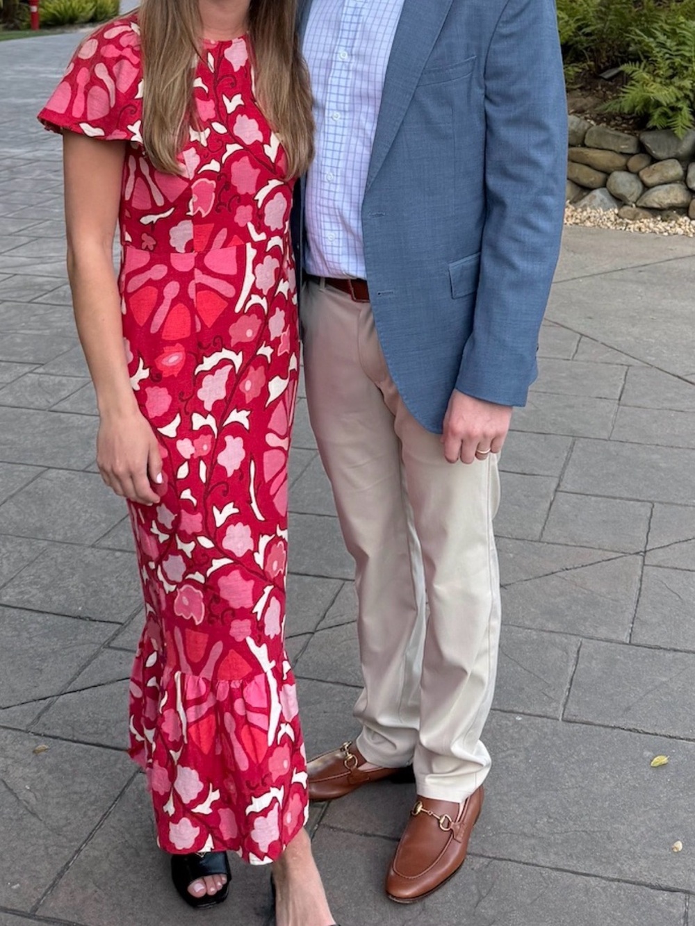 RHODE Red and Pink Floral Maxi Dress